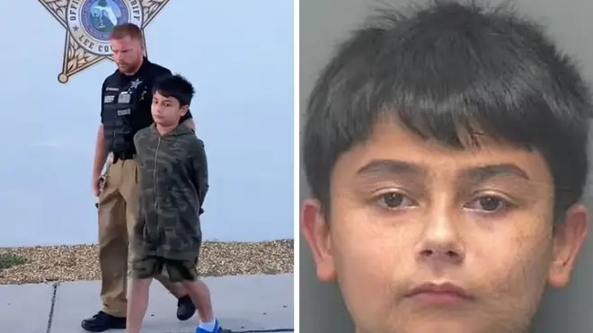 Daniel Marquez, 10, who has been locked up for three weeks for 'joking' texts featuring guns