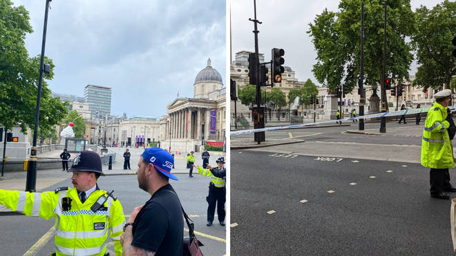 Trafalgar Square was cordoned off by police