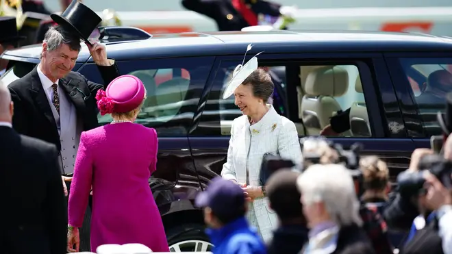 Princess Anne arrived at Epsom
