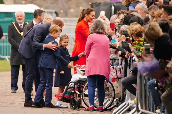 The Duke and Duchess of Cambridge, Prince George and Princess Charlotte spoke to wellwishers during their visit