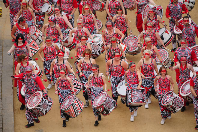 Drummers taking part in the Platinum Jubilee Pageant