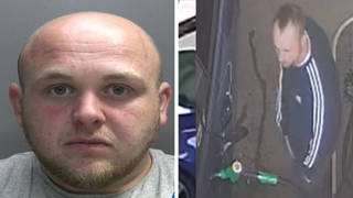Police are hunting for Stephen Burden (left) and a second suspect (right) after a man was doused in petrol and set on fire