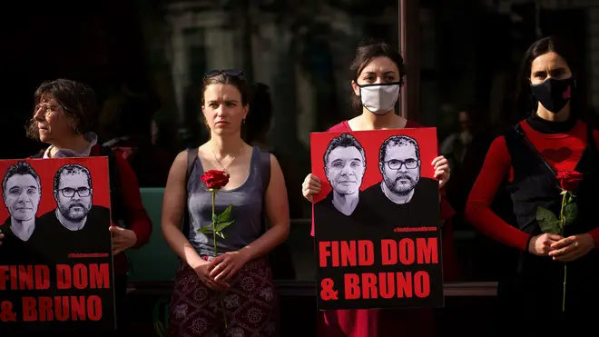Protesters came out in support of the two missing men at the Brazilian embassy in London
