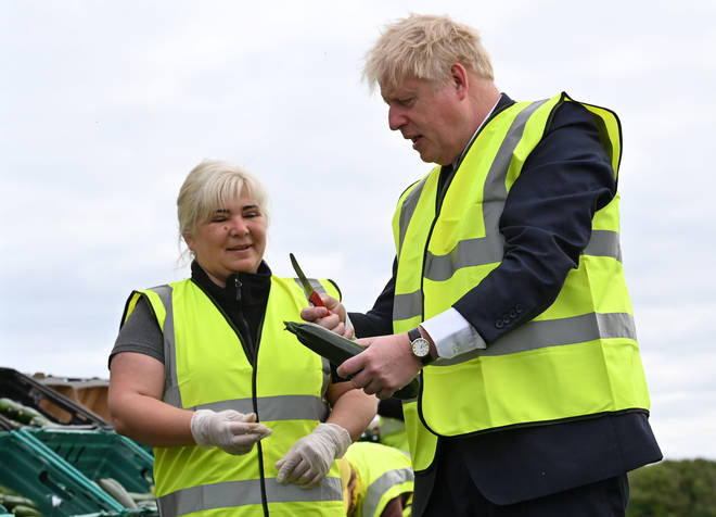 The PM's comments come as he visited seasonal workers to pick courgettes during a visit to Southern England Farms Ltd in Hayle, Cornwall