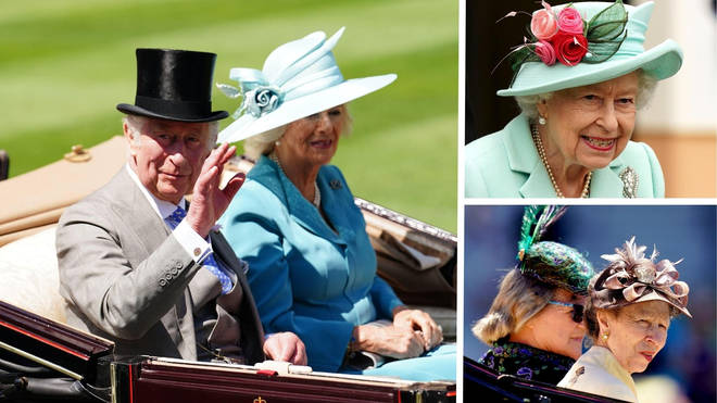 The Prince of Wales, The Duchess of Cornwall and the Princess Royal arrived at Royal Ascot on Tuesday, taking the Queen's place in the royal carriage procession.