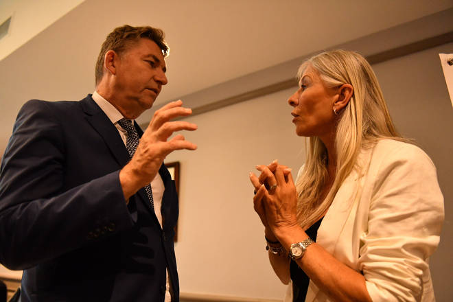 Brian Whittle MSP, a former athlete, with Olympic swimmer Sharron Davies.