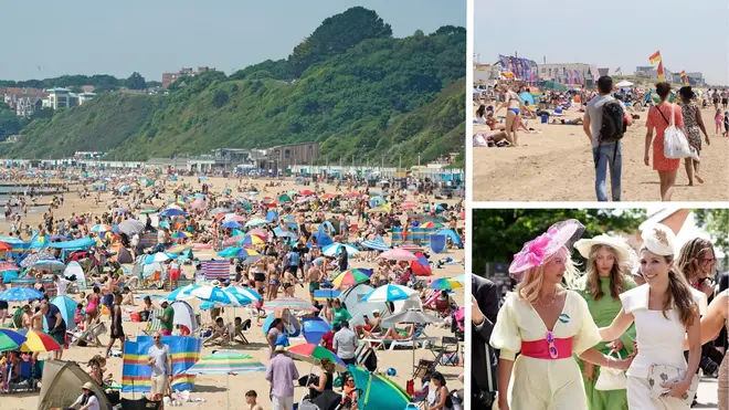 Brits flocked to beaches in their thousands to soak up the hot weather today, and the Prime Minister's wife was seen at Ascot