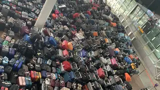 The "enormous luggage carpet" was pictured at Heathrow Airport Terminal 2.