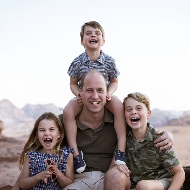 Prince William releases photo with George, Charlotte and Louis for Father's Day.