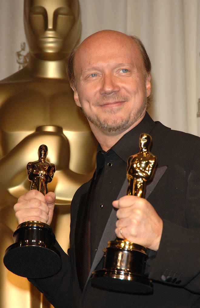 Paul Haggis with the Oscar for Best Motion Picture of the Year for Crash