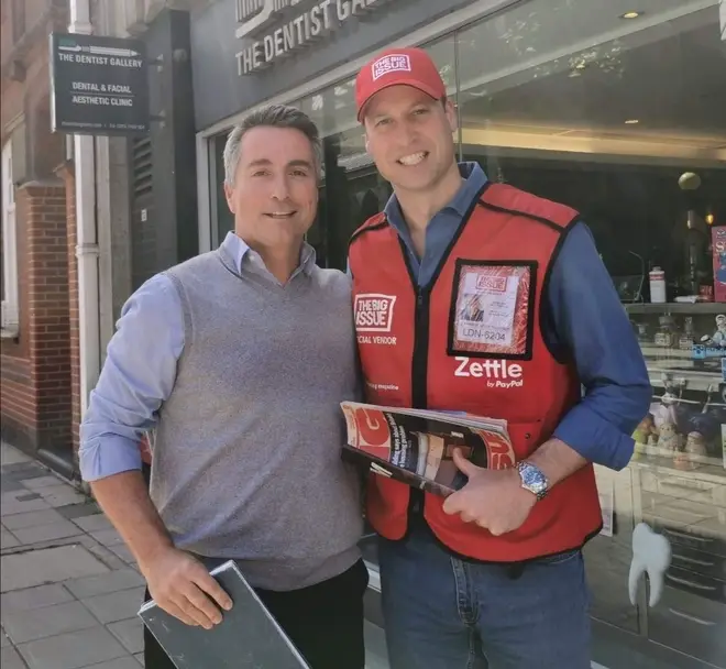 Prince William was spotted selling the Big Issue in London.