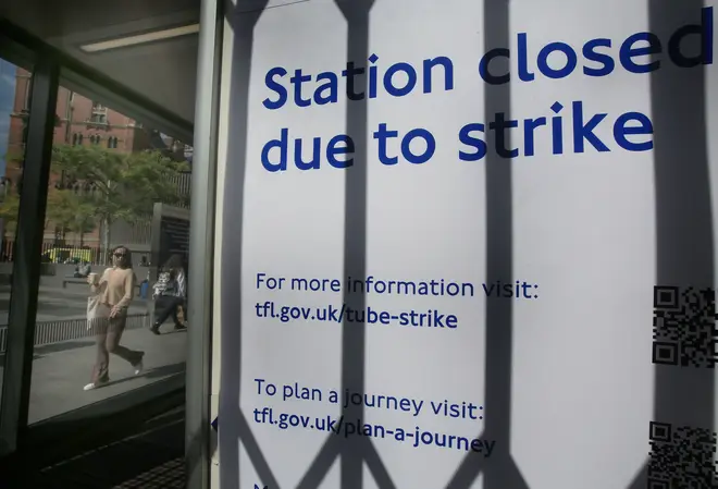 Station closed with strike notice board