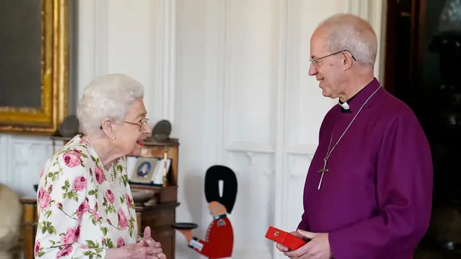 The Archbishop of Canterbury presented the Queen with a special Canterbury Cross 