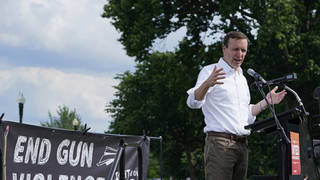 Chris Murphy speaks during a rally near Capitol Hil
