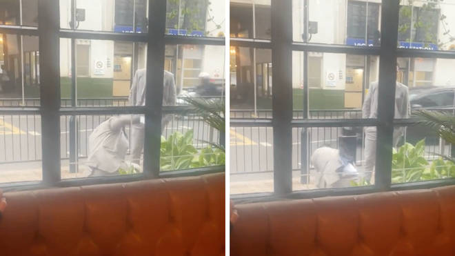 Video footage appeared to show a man being attacked on a London street