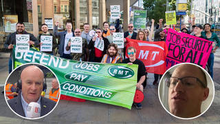 Fresh rail strikes will take place today as the rift between the RMT union and rail bosses widens. General secretary of the RMT Mick Lynch (bottom left), and chief negotiator for Network Rail Tim Shoveller (bottom right).