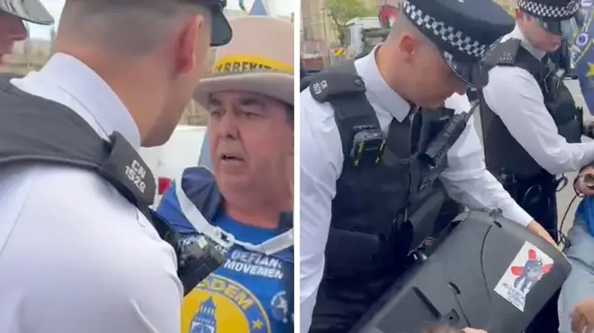 Police seized a speaker belonging to Stop Brexit Man Steve Bray