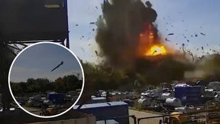 Footage has emerged of the missile strike on the mall in Ukraine