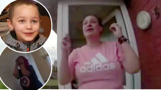 Harrowing footage filmed by South Wales Police shows Angharad Williamson wailing and grabbing her hair in apparent distress as officers arrive at the home after discovering Logan's body.