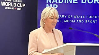 Nadine Dorries made the embarrassing blunder during a speech at a Rugby League World Cup event.