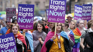 A trans rights march in Glasgow demanding reform of the GRA.