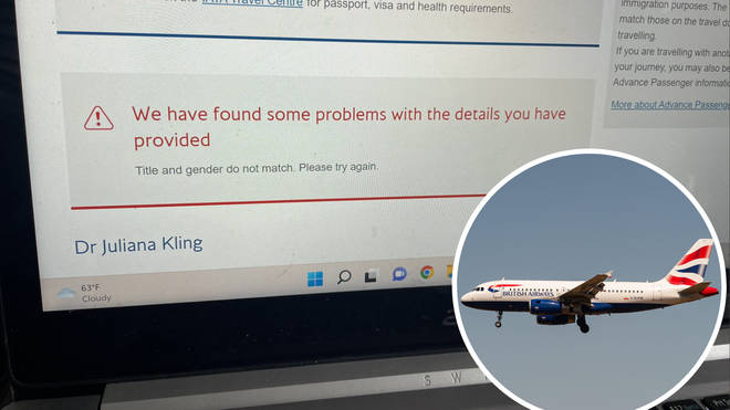 American traveller Dr Juliana King raised the issue on Twitter last night after the BA website gave her the error message: "Title and gender do not match. Please try again."