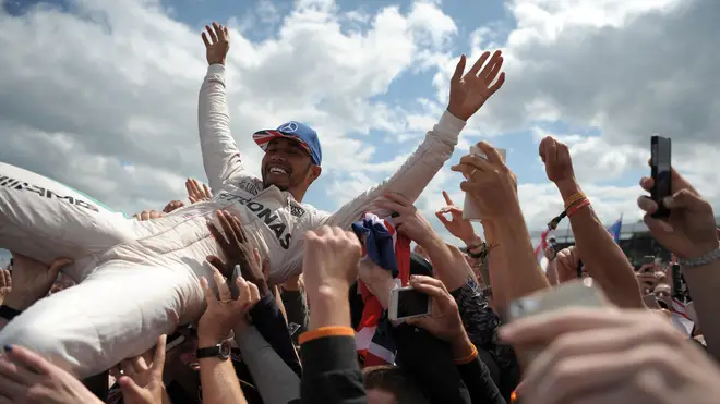 Piquet, 69, was reported to have the Portuguese word for 'the N word' towards Lewis Hamilton (pictured celebrating his 2016 British Grand Prix win) in an interview for a Brazilian podcast following the 2021 race at Silverstone.