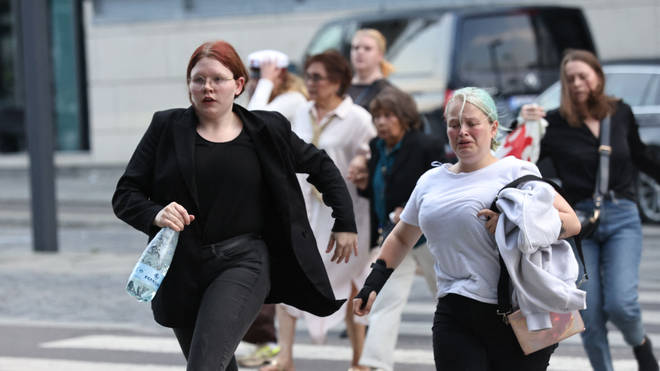Shoppers were seen running from the shopping mall