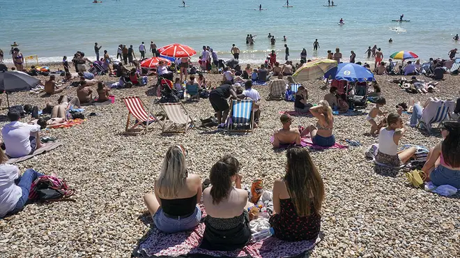 Crowds on Brighton beach