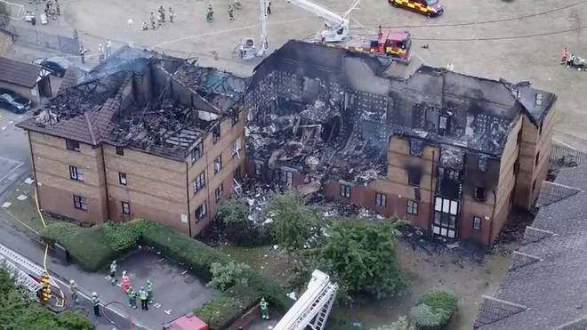Shocking drone pictures from the blaze in Bedford.