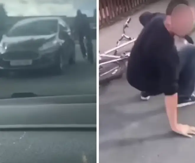 The shocking incident was filmed from inside the offending car