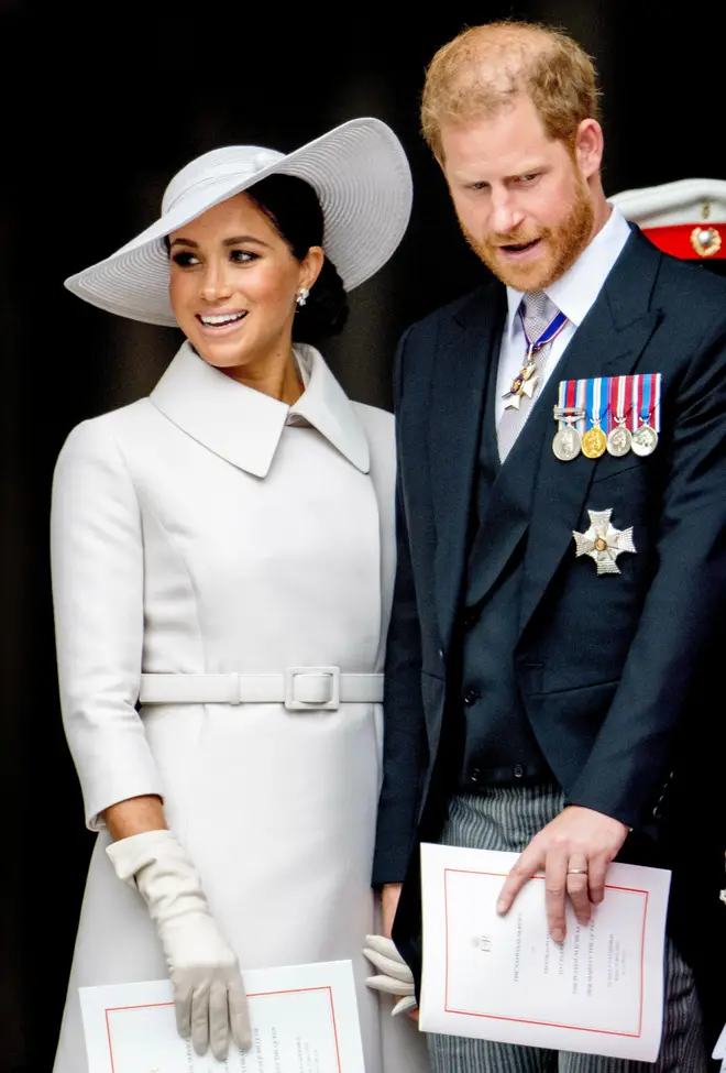 Harry and Meghan on their last visit to the UK for the Platinum Jubilee