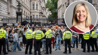Andrea Jenkyns appeared to make a rude gesture at protesters on Thursday