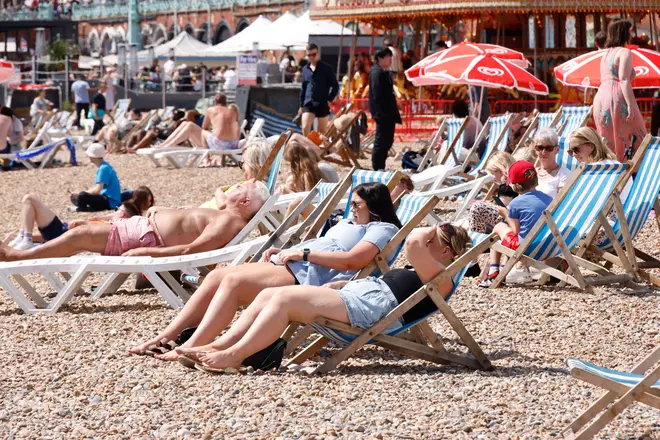 Crowds enjoyed the sun at Brighton beach on Saturday.