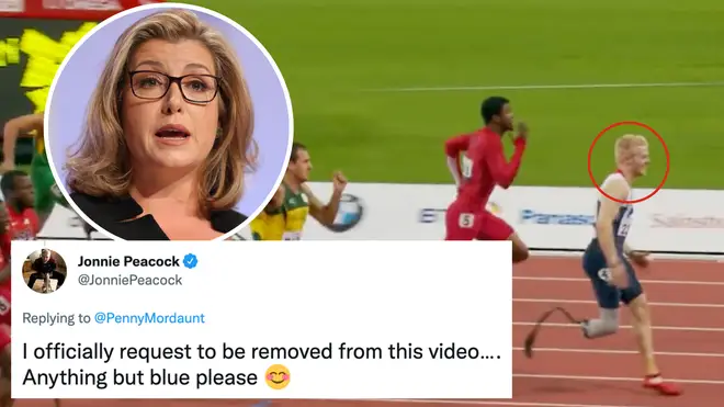 Jonnie Peacock has asked to be removed from Penny Mordaunt's video.