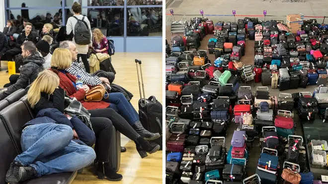 Passengers sleeping in Birmingham Airport and baggage chaos at Heathrow.