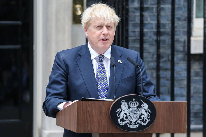 Boris Johnson during his resignation speech