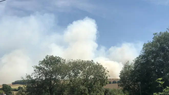 Smoke could be seen filling the skies