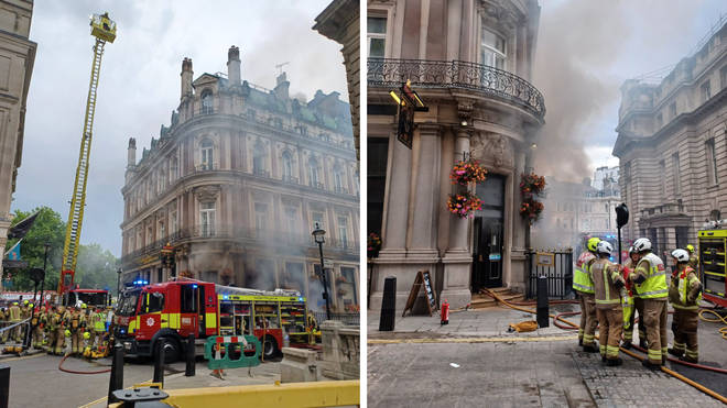 A fire has broken out at a pub in Trafalgar Square