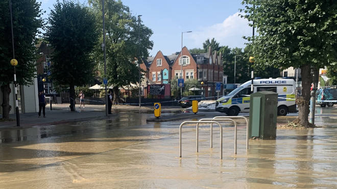 Flooding closed the busy high street in London this morning