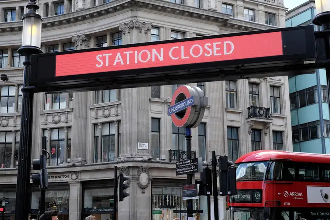 Oxford Street station with closed sign