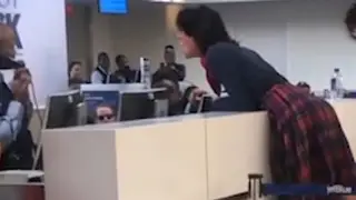 The airport meltdown was filmed by a fellow passenger