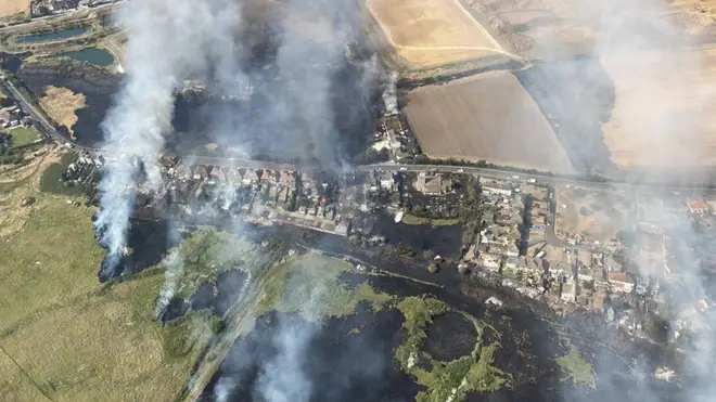 An aerial view of the fire in Wennington