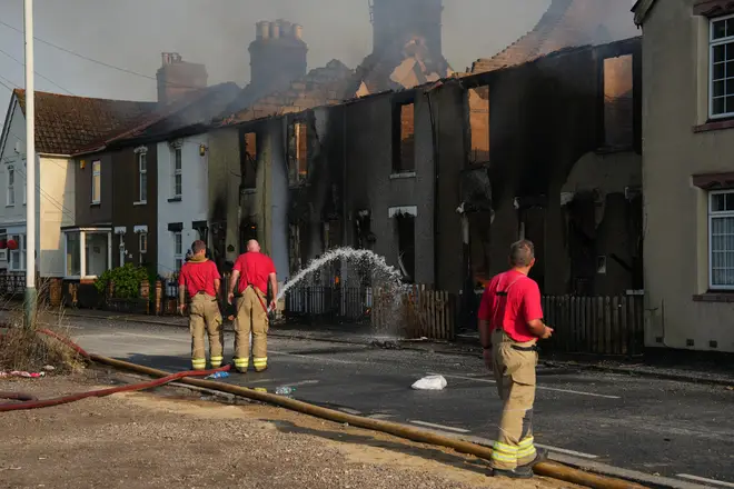 Firefighters tackle the blaze in Wennington