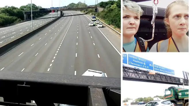 Protesters scaled a gantry over the M25 and blocked traffic
