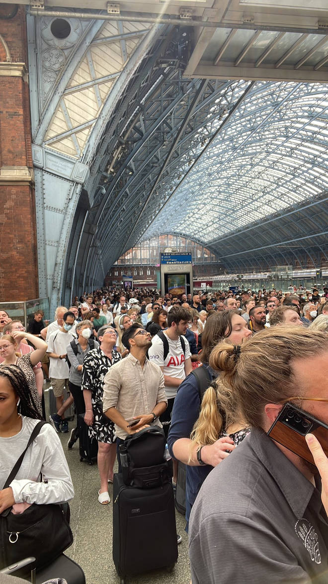 Huge crowds await trains at St Pancras
