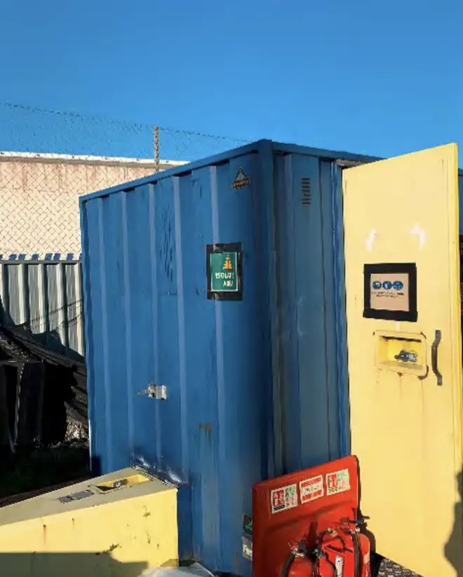 A shipping container was used as a Covid area