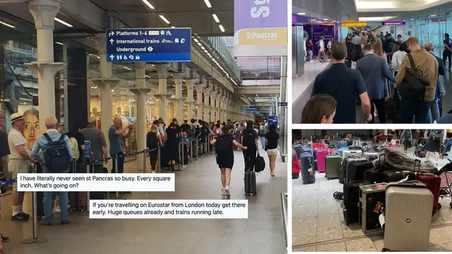 Passengers at St Pancras International and Britain's busiest airports have fallen victim to travel chaos