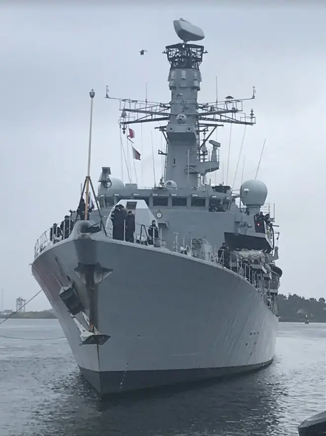 HMS Portland in Oslo on a short-notice visit following a busy time at sea