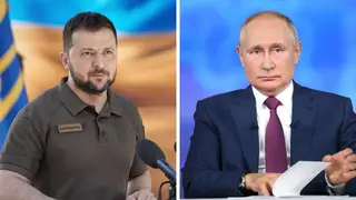 Ukrainian president Zelensky and Russian president Putin